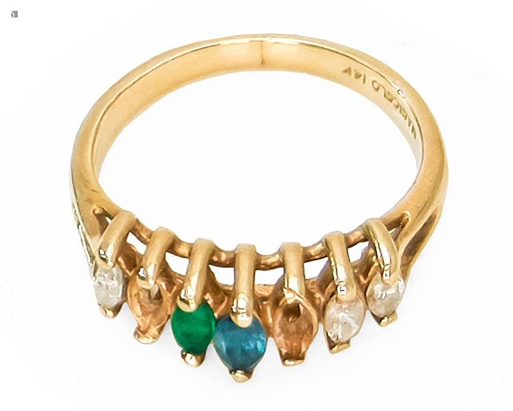 Before #183 Top View of Multi-Colored Gemstone Ring Prior to Professional Ring Repair