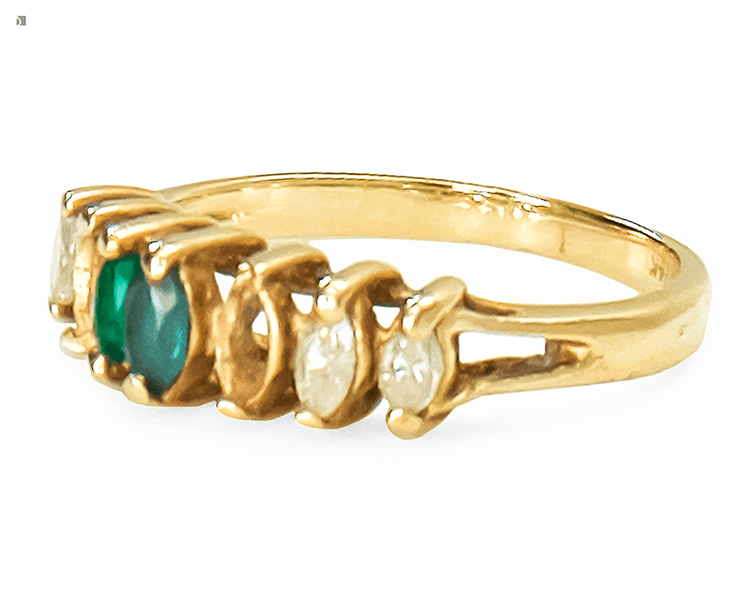 Before #183 Side View of Multi-Colored Gemstone Ring Prior to Professional Ring Restoration