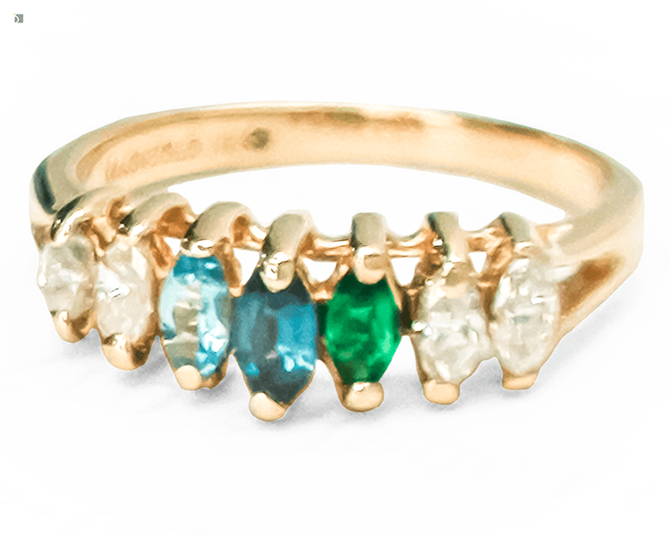 After #183 Close Up View of Multi-Colored Gemstone Ring Prior to Professional Ring Restoration