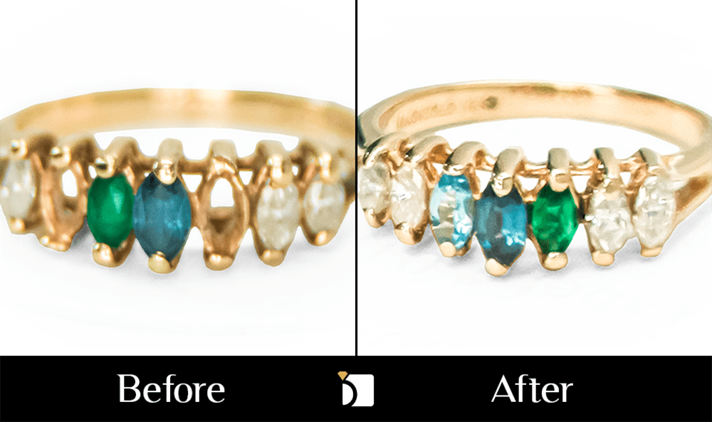 Before & After #183 Gold Multi-Colored Gemstone Mother's Ring Restored by Master Jewelers