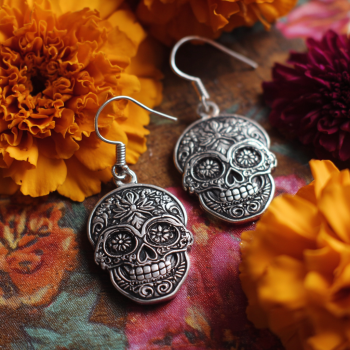 Image of mexican silver skull calavera earrings