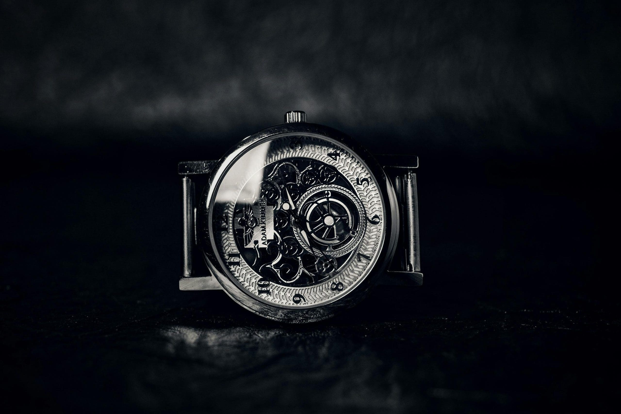 Image showing skeleton watch in black and white