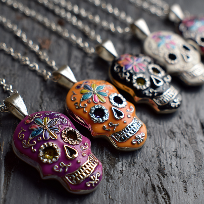 Image of sugar skull necklace pendants