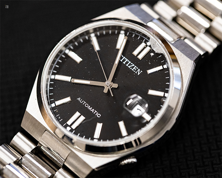 Before #184 Close Up of Citizen Automatic Watch Prior to Professional Watch Crystal Replacement