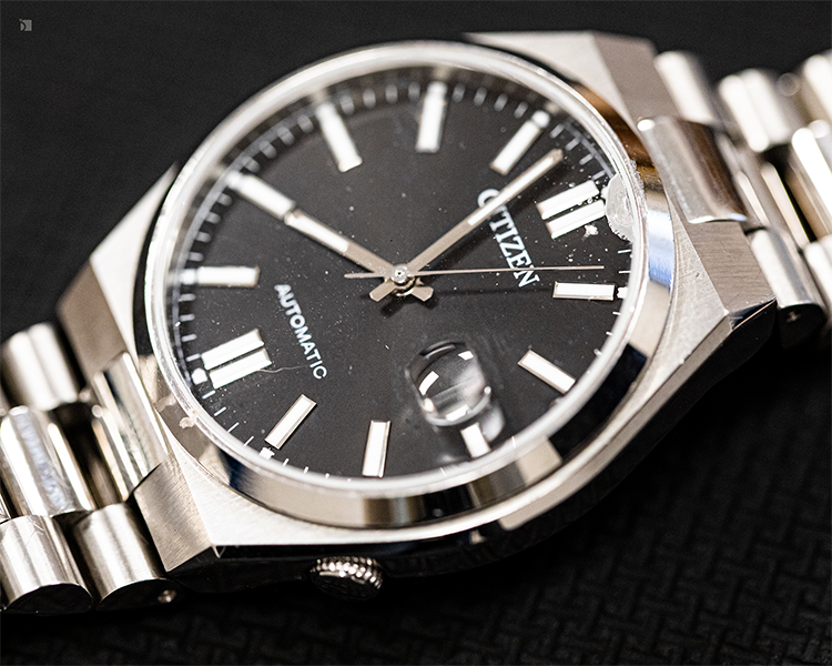 Before #184 Close Up Side Angle of Citizen Automatic Watch Prior to Professional Watch Repair