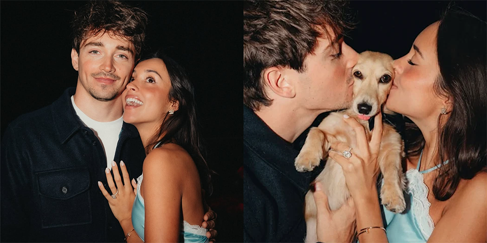 Charles Leclerc & Alexandra Saint Mleux Engagement Ring Proposal via Hello! Magazine