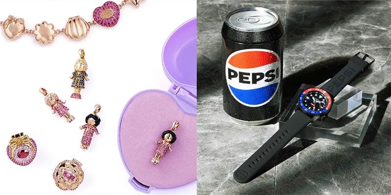 Polly Pocket Nadine Ghosn Collaboration via Hypebeast & Seiko 5 Pepsi Watch Collaboration via Esquire