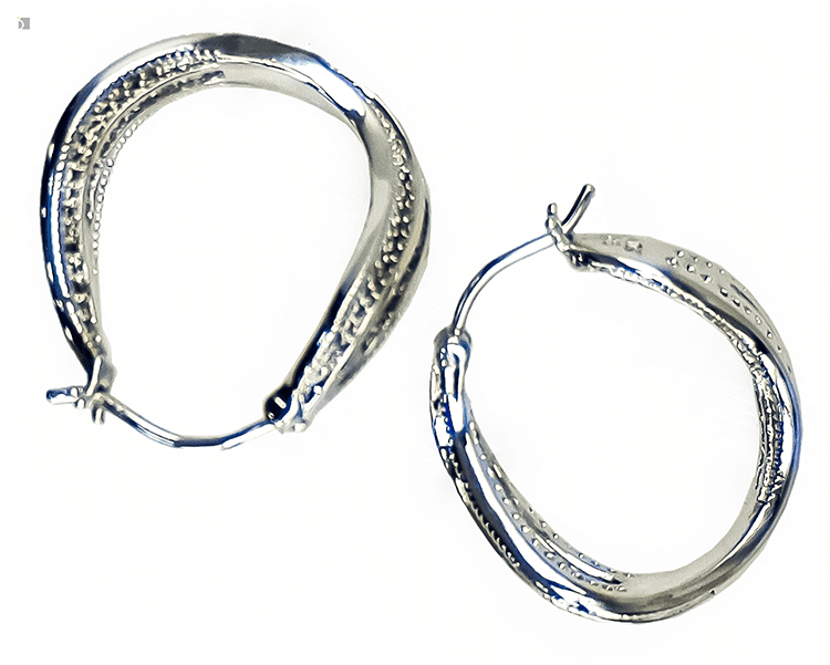 After #186 Top View of Restored Metal Earrings by Master Jewelers