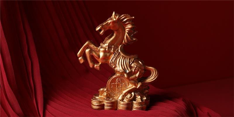 Lunar New Year The Year of the Fire Horse Gold Ornament Statue