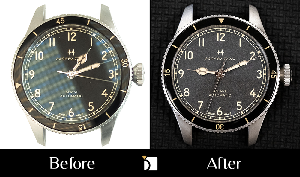 Before & After #189 of Hamilton Khaki H762050 Aviation Pilot Pioneer Restored by My Jewelry Repair