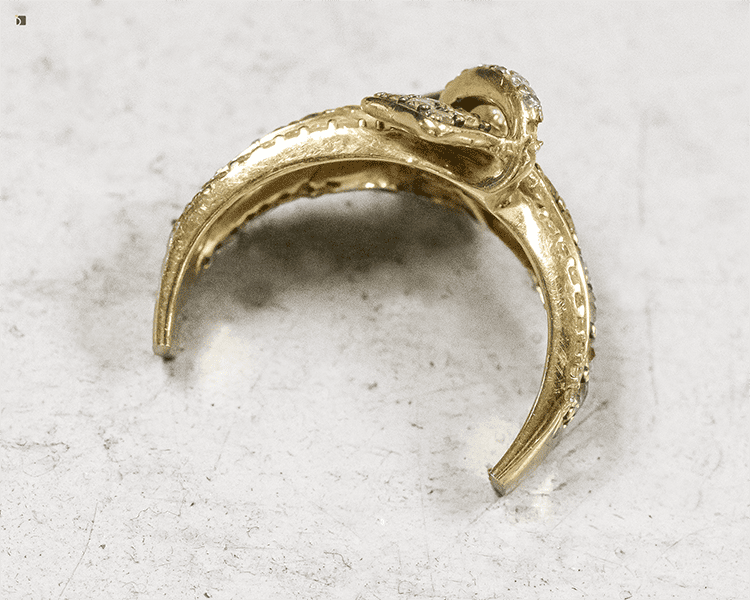 Before #190 14kt gold diamond gemstone ring prior to premier ring repair services