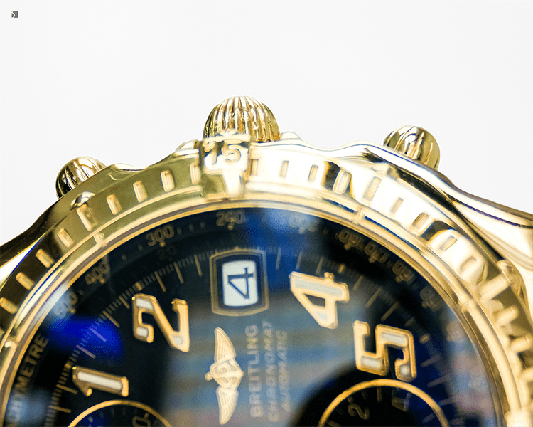 After #191 Close Up of Breitling Chronomat Watch Serviced with Stem & Crown Replacement