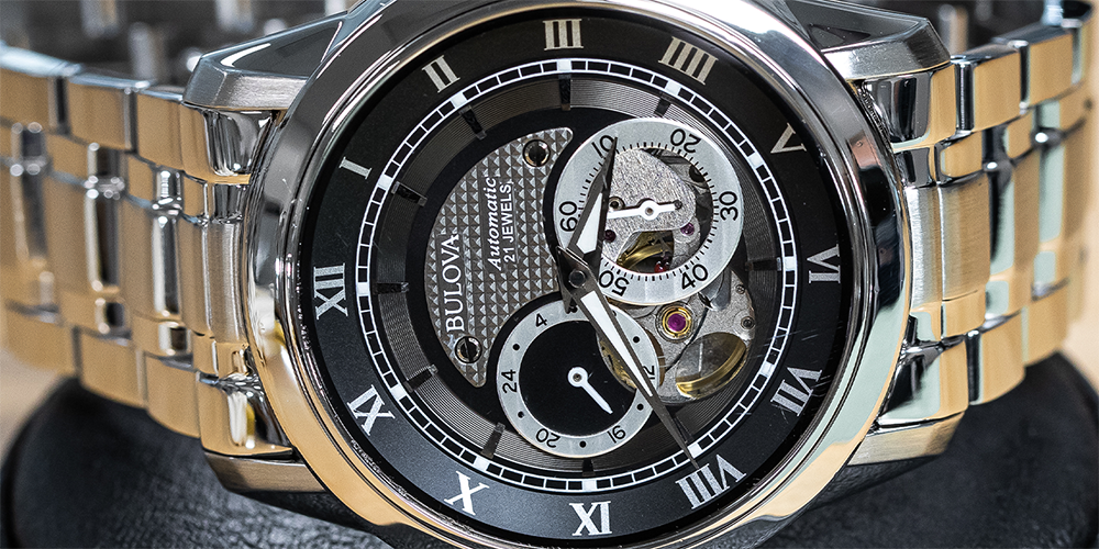 Close Up of Restored Bulova Automatic Watch Timepiece by My Jewelry Repair Watchmakers