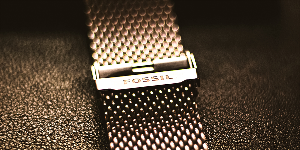 Close Up of Serviced Fossil Watch Metal Link Bracelet
