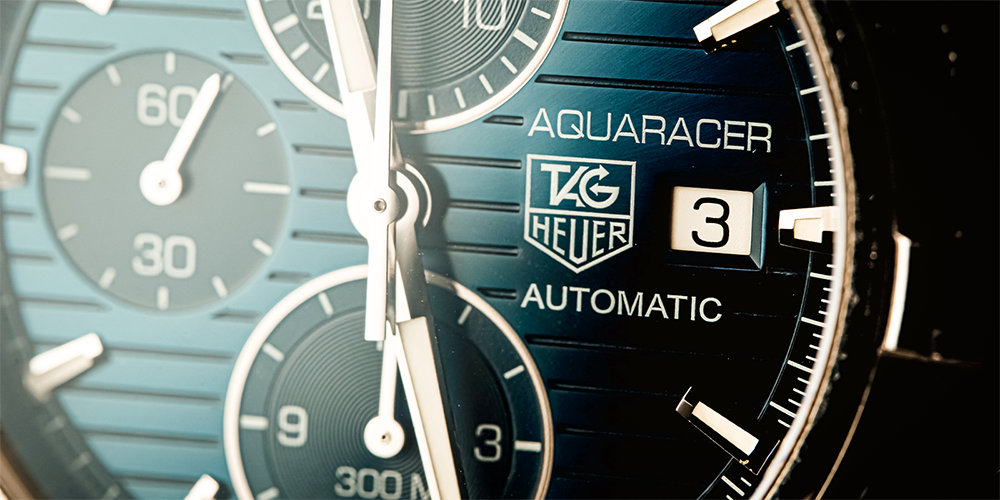 Close Up of Serviced Tag Heuer Aquaracer Automatic Watch on Display