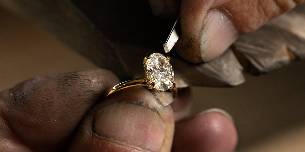 Cullen Jewellery Jeweler Working on Moissanite Engagement Ring Piece Authorized Services