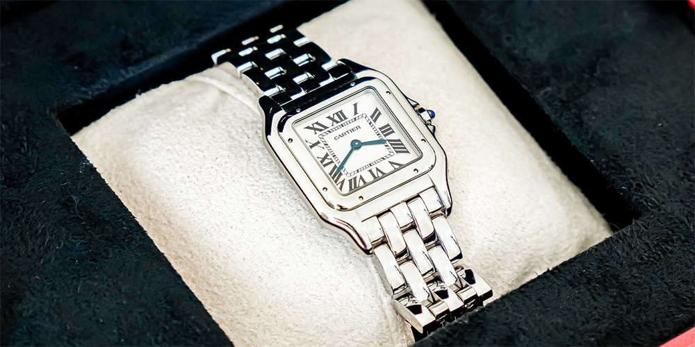 Serviced Classic Cartier Timepiece Displayed in Red Cartier Watch Box