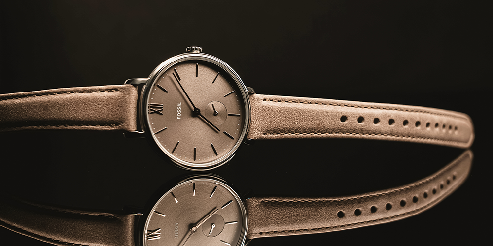 Serviced Fossil Watch by Authorized and Certified Watch Repair Reflected on Display