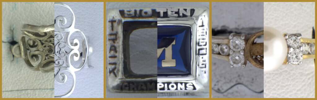 Ring Repair and Stone Replacement Before and After Image showcasing Ring Stone Replacement & other Ring Repair Services before and after MJR